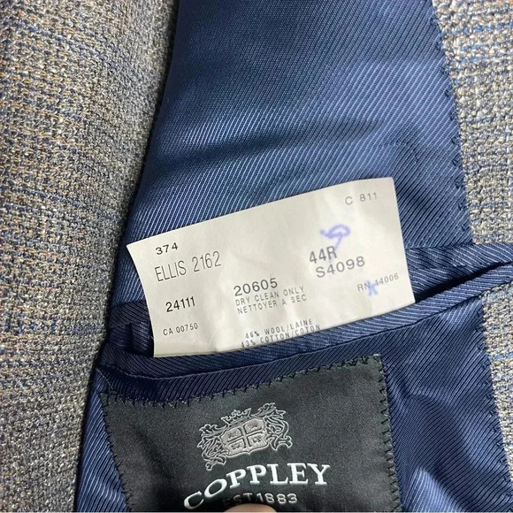 Coppley Mens Wool 2 Button Blazer Jacket Size 44 Regular - Picture 5 of 7